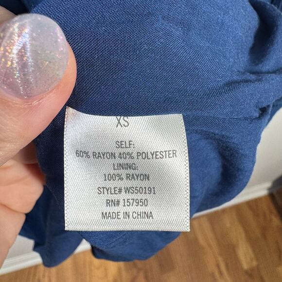 Blue Rain Dress Women Size XS NWT Blue Floral Embroidery Boho Spring Western - Picture 6 of 10